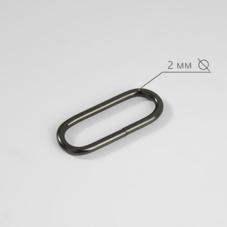 Ring for bags, oval, 35 × 14 mm, thickness - 2 mm, black nickel color-1