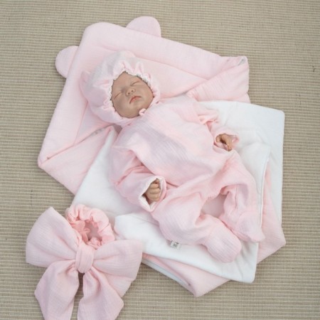 Kinderlitto “Muslin” discharge kit, 4 items, height 50-56 cm, pink color-3