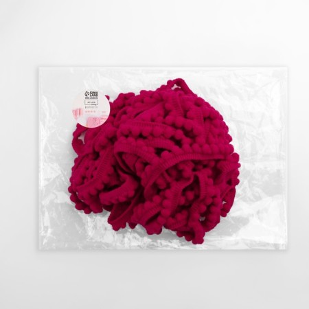 Decorative braid with pompons, 12 ± 2 mm, 9.1 ± 0.5 m, red color-2