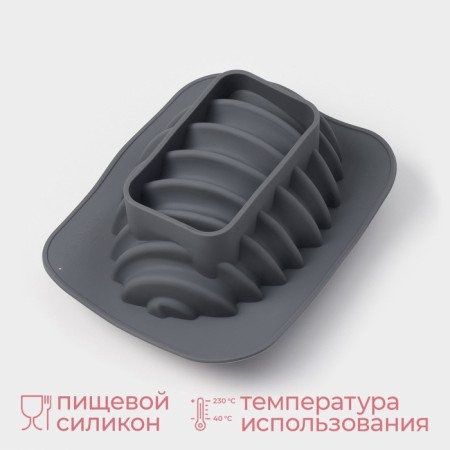 Form for baking and mousse desserts Konfinetta "City", silicone, 19 × 15.3 × 8.8 cm, gray-1