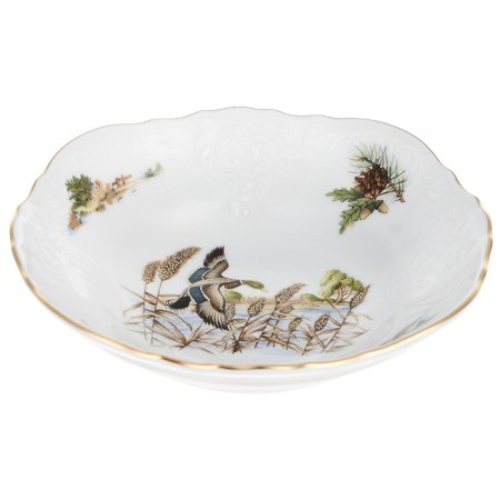 Round bernadotte salad, decor "Hunting Stories", 16 cm, color mix-1
