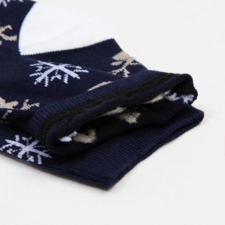 Children's socks "Deer and snowflakes" Blue color, size 22-24-2