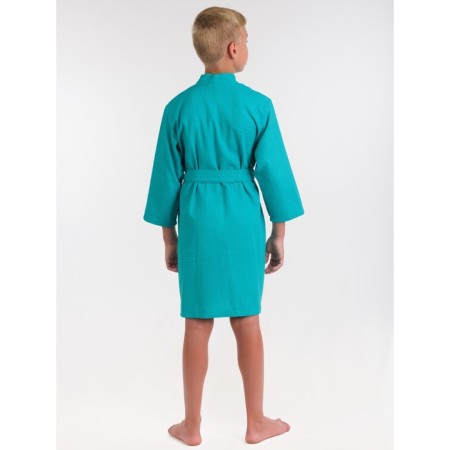 Waffle children's robe "kimono", size 42, emerald color-3