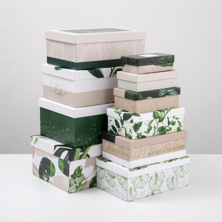 Set of boxes 10 in 1, gift packaging, “Green”, 12 x 7 x 4 - 32.5 x 20 x 12.5 cm-3