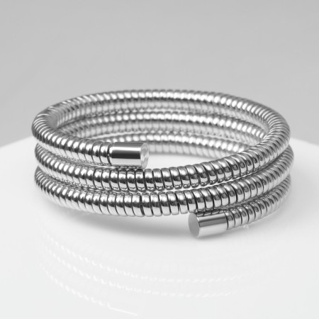 Bracelet-spring "relief" 3 rows, color silver, d = 6.5 cm-2
