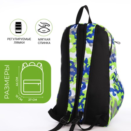 Waterproof backpack with lightning, 3 pockets, green color-1