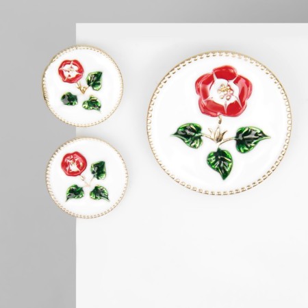 Set 2 objects: earrings, brooch-cap "Vintage", colored in gold