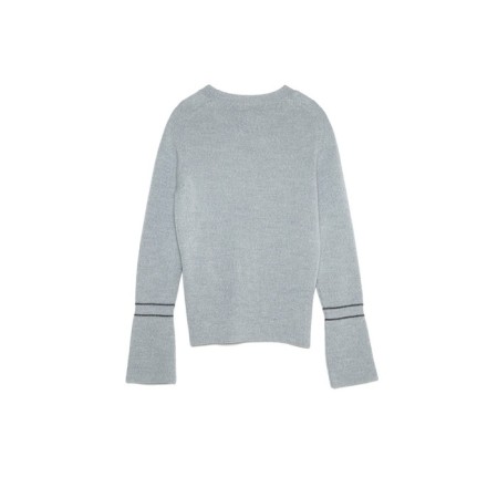 Female jumper with flared sleeves Contse Elegant, size XS, color Moon Grey-3