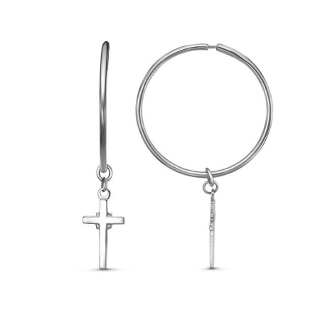 Ring Earrings “Cross”, D = 2.5 cm, Sterlarment