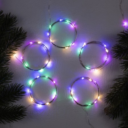 Set of garlands "Thread" 1 m Rosa, IP20, silver thread, 10 LED, glow of multi, 3 modes, AG13x3, 5 pcs.