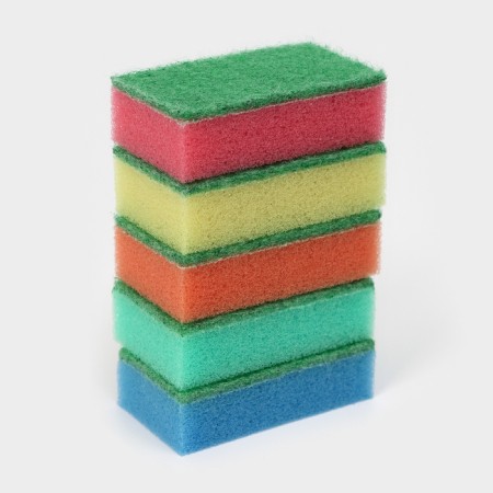 Household sponge with a cleaning layer of the share "Economy", 7.5 × 4.5 × 2.5 cm, 5 pcs-2