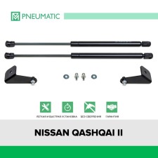 Gas strokes of the hood Pneumatic, Nissan Qashqai II Russia 2015-2019, Qashqai II restyling 2019-n., 2 pcs., Ku-Ni-QK02-00