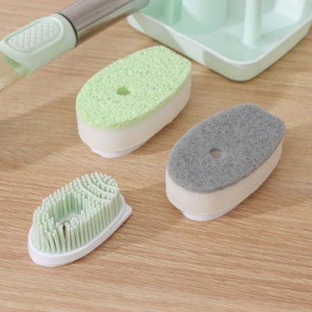 Raccoon Dishes “Practitioner”, Doster handle, 4 brushes, holder-stand, green color, green-3