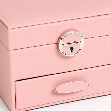 Casket to the leatherette for jewelry "Sugar cotton wool" 16x16x11.8 cm-2