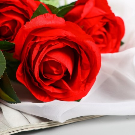 Artificial flowers "Rose Triza" D-7 cm 50 cm, red-1