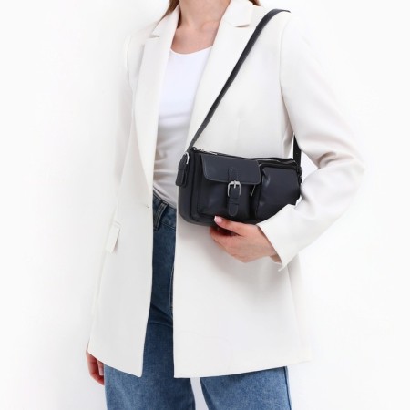 Female bag with pockets of leatherette, graphite color-9