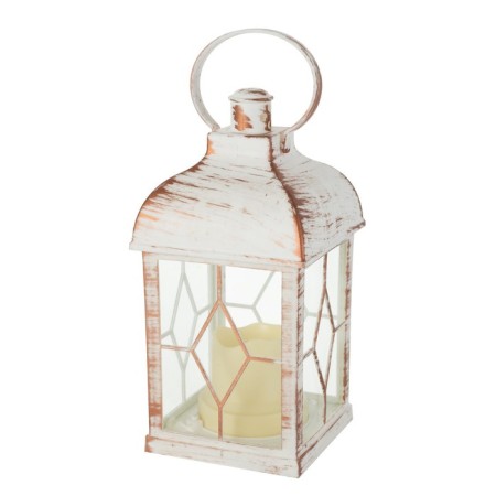 Nightlight "Lanter 2" LED from batteries 3HAAA White with a golden patina 11x11x21.5 cm-5