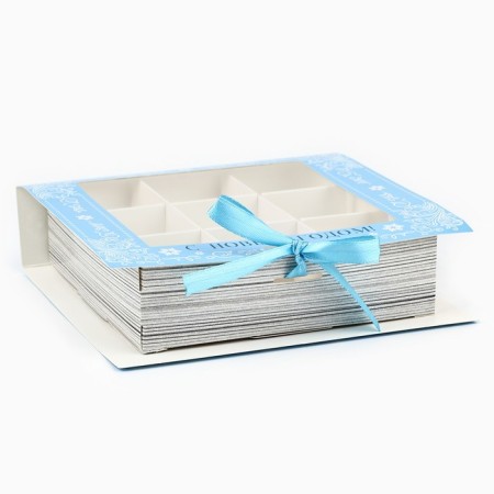 Box for 9 sweets with cells “Snow Tale” 14.8 x 13.5 x 3.5 cm, New Year-2