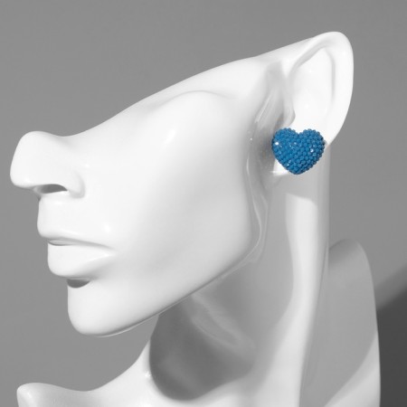 Earrings plastic "caramel" heart, blue color-2