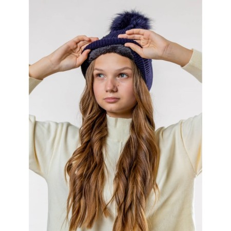 Women's cap, size 52-56, dark blue color-7