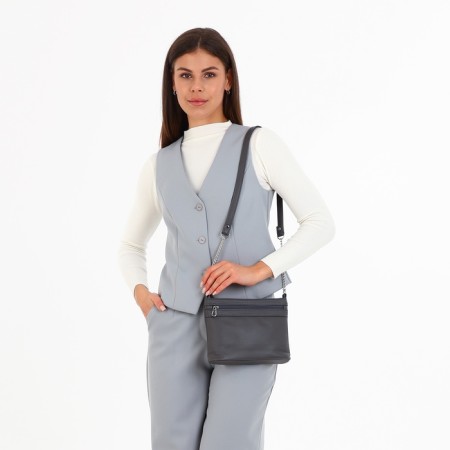 Bag Cross-Bodi with a zipper, gray color-1