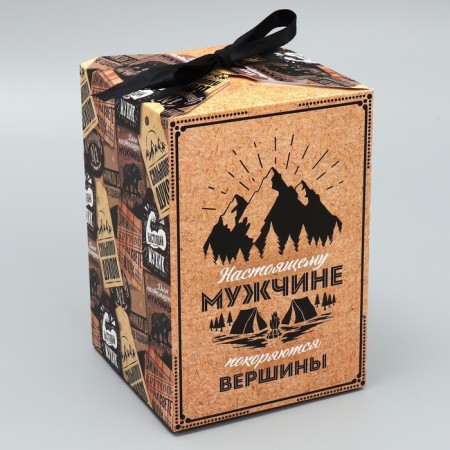 Gift folding box, packaging, “real man”, 12 x 18 x 12 cm-1
