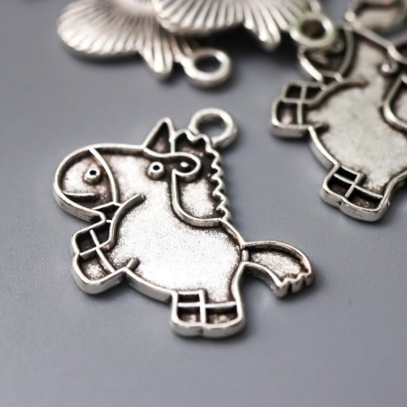 Decor metal for creativity "Unicorn" silver 2.2x2.4 cm-1