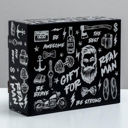 Gift double -sided folding, packaging, “brutal man”, 27 x 21 x 9 cm-2