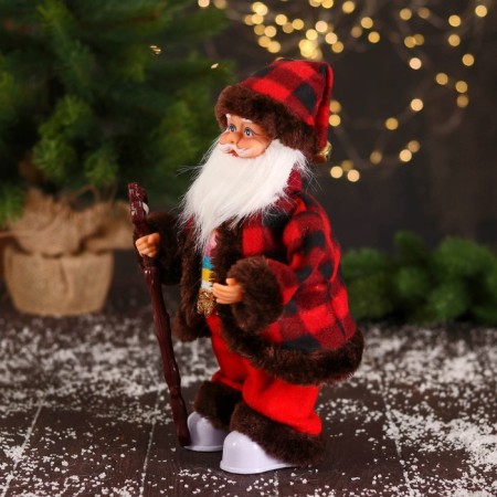 Santa Claus "in a striped sweater and with a staff" 27 cm, moves, red-brown-3