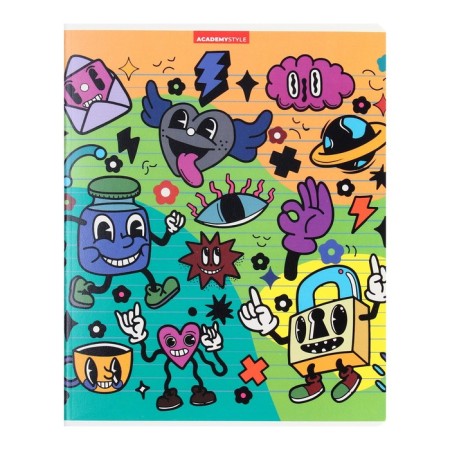 Notebook of 48 sheets in the "Absurd" cage, cover coated cardboard, twin uh varnish, mix-2