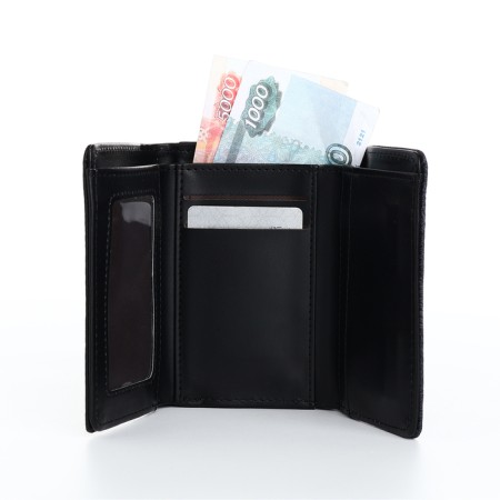 Women's wallet on magnets, black color-5