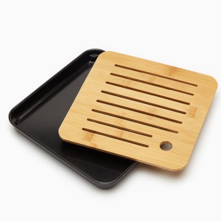 Tray for the tea ceremony, 20 x 20 x 2.5 cm, black tray-1