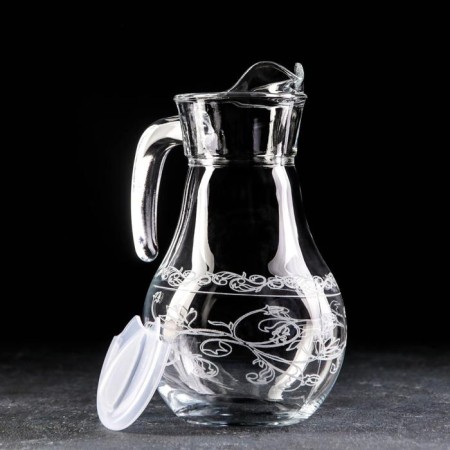 A set of drinking with an engraving “Flora”, 7 objects: Capherine 1 liter, glasses 230 ml, 6 pcs-1