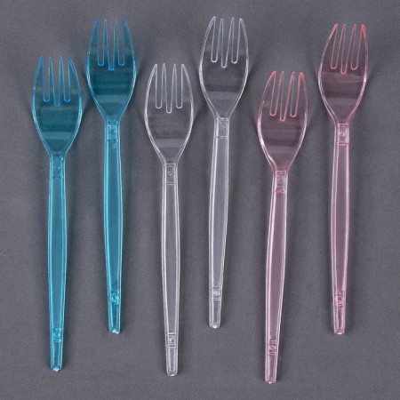 Plastic forks, set 6 pcs., Mix colors-4