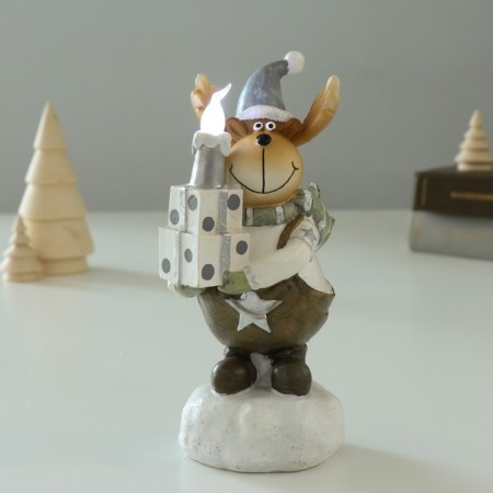 Souvenir Polystone Light "Losik in a cap with gifts and a candle" 7.5x6.5x16 cm