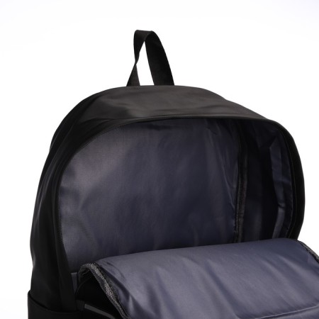 Youth backpack from textiles with a zipper, waterproof, 4 pockets, black/blue color-6