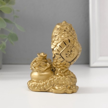 NECKE Polystone "Snake with a bag of Chinese coins" 4.7x7.5x9.7 cm-5