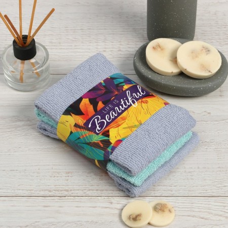 Set of terry towels Life is Beautiful 30x30 cm - 3 pcs, 100% cotton 340 g/m2