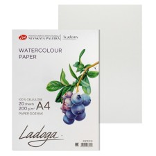 Watercolor paper in the A4 folder, Ladoga ZHK, 20 sheets, 200 g/m2, medium -grained, (252781933)