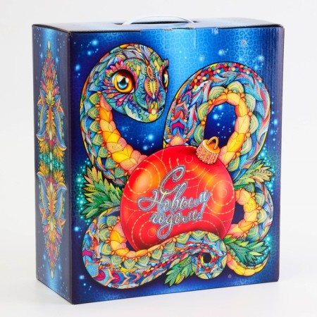 New Year. Gift box, New Year's with the plastic handle "Eastern Snake" 28.5*14*33 cm.-2