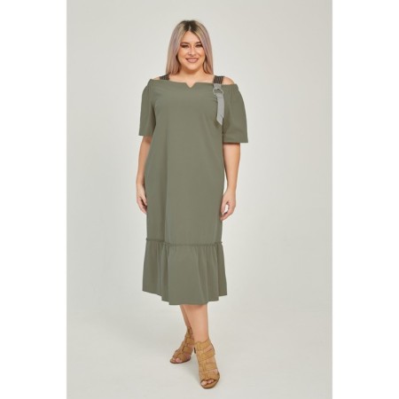 Female dress, size 54, green color-1