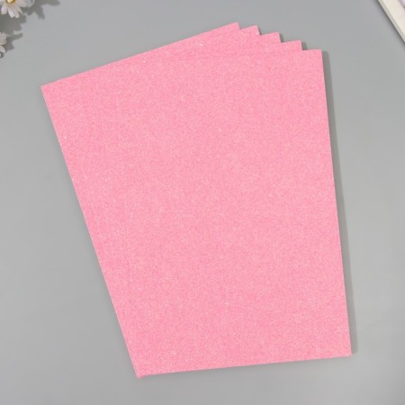 A set of glitter foamiran (5 sheets) 2 mm, 20x30 cm, light pink