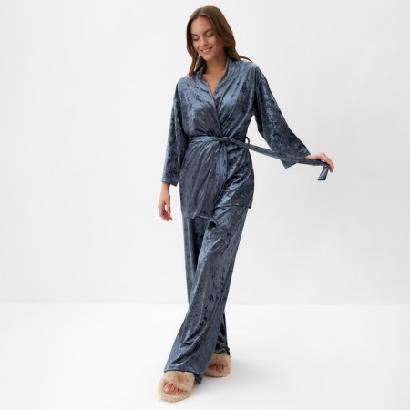 Women's costume (jacket and trousers) KAFTAN "velvet", 44-46, Gray,-4