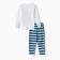 Pajamas for a boy (longshille/pants), white/blue/raccoon color, height 122cm