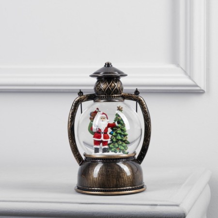 LED figure "Lantern with Santa Claus" 13 × 19 × 11 cm, plastic, AAX3 batteries (not in the kit), USB, glow warm white-2