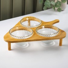 A set of glass salad bowls on the Ronda stand, 350 ml, 37.5 × 32.5 × 7 cm, 3 pcs