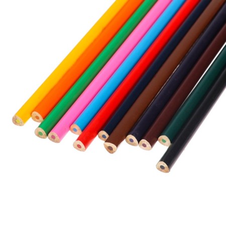 Pencils of colored 12 colors, sharpened, hexagonal, cardboard packaging, euro suspension, mixeri-4