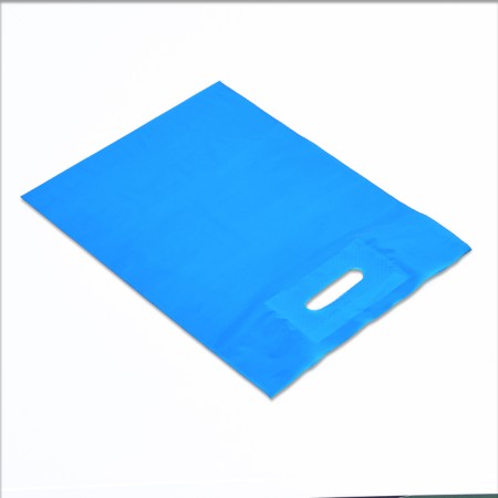 Polyethylene package with a cut handle, azure 30-40 cm, 50 μm-1