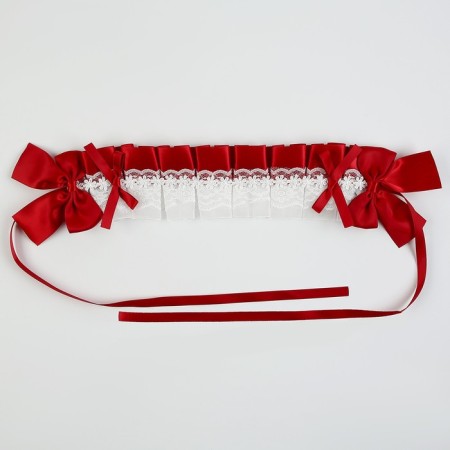 Carnival bandage "Lolita", red color with white lace-3