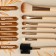 A set of makeup brushes "France", 7 items, on a button, beige/pink color